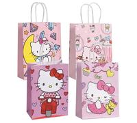 12 Pièces Sacs en Papier Cadeau Sweets Party Sweets, Taille 21.5x15.5x8cm avec 6 Types Différents de Sacs de Bonbons avec un Joli Dessin Animé Sujet Birthday Decoration Produits avec une Poignée