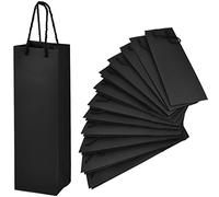 12 Pièces Sacs pour Bouteilles de Vin, Champagne Pochettes Cadeaux avec Poignées Solide, Vin Sacs en Papier Kraft Très Résistants, Sac à Champagne pour Anniversaire Fête Mariage, 11x9x35cm (Noir)