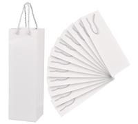 12 Pièces Sacs pour Bouteilles de Vin, Champagne Pochettes Cadeaux avec Poignées Solide, Vin Sacs en Papier Kraft Très Résistants, Sac à Champagne pour Anniversaire Fête Mariage, 11x9x35cm (Blanc)