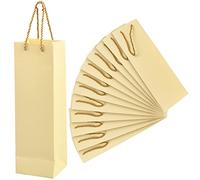 12 Pièces Sacs pour Bouteilles de Vin, Champagne Pochettes Cadeaux avec Poignées Solide, Vin Sacs en Papier Kraft Très Résistants, Sac à Champagne pour Anniversaire Fête Mariage, 11x9x35cm (Beige)