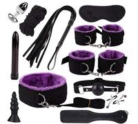 12 PièCes Sangle De Fixation Pratique DéCoration Menottes Peluche Main Pied En Cuir Souple, Coffret Cadeau éQuipement De Fixation De Lit+Y12.3(Violet)