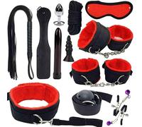 12 PièCes Sangle De Fixation Pratique DéCoration Menottes Peluche Main Pied En Cuir Souple, Coffret Cadeau éQuipement De Fixation De Lit+Y12.3(Rouge)