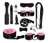 12 PièCes Sangle De Fixation Pratique DéCoration Menottes Peluche Main Pied En Cuir Souple, Coffret Cadeau éQuipement De Fixation De Lit+Y12.3(Rose)