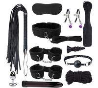 12 PièCes Sangle De Fixation Pratique DéCoration Menottes Peluche Main Pied En Cuir Souple, Coffret Cadeau éQuipement De Fixation De Lit+Y12.3(Noir)