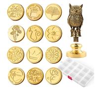 12 pièces Sceau Cire à Cacheter Tête de Cachet de Cire Epaissi Ensemble de Kit Sceau Avec Poignée de Hibou Amovible Et Boîte de Rangement Adapté Aux Invitations de Bricolage Enveloppes Et