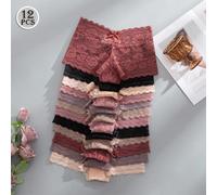 12 pièces/set Culottes transparentes sans couture avec imprimé papillon et floral, culottes sexy pour dames L,M,SDentelle