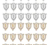 12 pièces/set Décorations de centre de chapelet rose 3-en-1, insigne en métal de la Vierge Marie en émail alliage strass de Guadalupe croix liée Fournitures de fabrication de bijoux Taille Unique,orAl