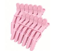 12 pièces/set Pinces crocodile roses de salon, pinces à cheveux en plastique crocodile, pinces pour frange sans couture, pinces crocodile bec de canard, pinces de positionnement pour maquilleurs, pinc