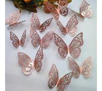 12 pièces/set Stickers muraux 3D stéréo ajourés en forme de papillon, décoration de gâteau, décoration de mariage, décoration de maison pour le salon, stickers, décalcomanies murales, décalcomanies en