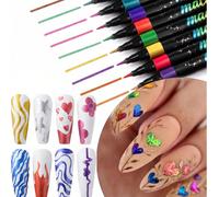 12 pièces/set Stylo de graffiti pour nail art, marqueur de clou pour dessiner des lignes abstraites, des motifs floraux détaillés. Outils de stylo pour nail art imperméables. Stylos de graffiti pour n