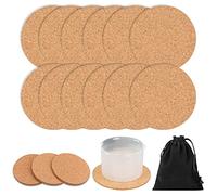 12 PièCes sous-Verres en LièGe (9 * 0.4 Cm) Et 1 PièCe Sac De Rangement Noir(15 * 20 Cm), sous-Verres AntidéRapants, sous-Verres Ronds pour La Maison, La Cuisine, Le Salon