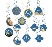 12 pièces spirales suspendues sur le thème des châteaux de lune | Accessoires suspendus décoratifs pour fêtes, décoration intérieure, facile à accrocher, Festival de l ' Aïd, réunions