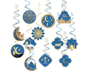 12 pièces spirales suspendues sur le thème des châteaux de lune | Accessoires suspendus décoratifs pour fêtes, décoration intérieure, facile à accrocher, Festival de l ' Aïd, réunions