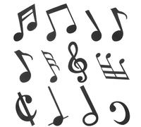 12 Pièces Sticker Mural Musical Noir Notes de Musique Décoratives