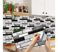 12 Pièces Stickers Cuisine, BYLife Adhésive Décorative à Carreaux 15x30cm Imperméable en PVC Vintage Autocollants en Tuile Stickers pour Salle de Bains Decoration