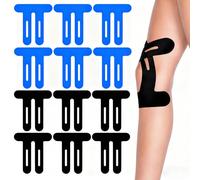 12 Pièces Strap Genou, Tape Kinesiologie Élastique et Imperméable Noir et Bleu pour Douleur au Genou, Support pour Genoux Épaules Chevilles Poignets, Réduction Inconfort Musculaire Sport et Quotidien
