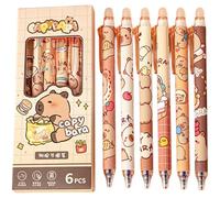 12 Pièces Stylos Rétractables Effaçables Mignons Stylos À Encre Gel Effaçables Stylos Capybara De Dessin Animé Stylo À Encre Bleue À Pointe Fine Stylo D'écriture De Dessin Animé Stylos D'école De