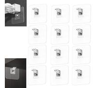12 Pièces Supports d'Étagères Autocollants, Taquet Étagère Sans Percer, Support Étagère Placard, 6x6x0.1cm Transparent, Acier Inoxydable PVC, 3kg Max Charge avec Ventouse pour Penderie Bibliothèque