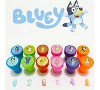 12 pièces Tampons à motif Bluey, sceaux de cachet auto-encreurs, avec motifs d'anime Bluey. Tampons de récompense pour étudiants. Autocollants de récompense. Cadeaux pour anniversaire, le parfait cade