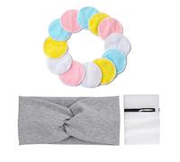 12 Pièces Tampons Démaquillants en Bambou Et Bande de Cheveux,Tampon en Coton Doux Lavable Avec sac à Linge Pour le Visage, les Yeux et les Lèvres Propres Aux Hommes et Aux Femmes