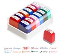 12 Pièces Tampons Enseignants Français, Tampon Encreur Enseignant, Tampon Maitresse D'école pour Cadeau Professeur et Encourager Élèves École, Famille, Maternelle, Aide à l'enseignement