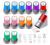 12 Pièces Tampons EnseignantsTampon Professeur des Ecoles Tampon Champion avec Nombreux Motifs Colorés pour la Correction de Devoirs et comme Prix de Classe LA-004