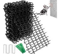 12 Pièces Tapis Anti-Chat 20x15cm avec 8 Piquets en U & 20 Attaches, Repulsif Chat Chien Jardins en Plastique avec Pointes, Tapis Dissuasion Chats, Grillage Pic Antii-Animal pour Intérieurs,Extérieurs