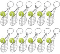 12 Pieces Tennis Keyring Mini Metal Keyring Creative Tennis Racket Keyring Tennis Ball Sports Keychain Exquisite Gift For Tennis Lovers,[""Silver"",""Green""],One Size