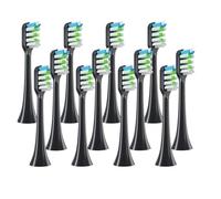 12 pièces têtes de brosse à dents électrique sonique buses poils souples, compatibles avec les remplacement SOOCAS X3/X3U/X5 propres(12pcs Black)