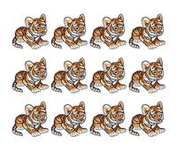 12 pièces tigre fer sur patchs, patchs animaux brodés vintage, motif tigre bricolage coudre sur applique patch pour t-shirts, sacs à dos, vestes, 2,6 x 2,1 pouces