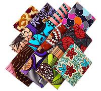 12 Pièces Tissus Africains Imprimés Tissu par Yard pour Couture Fabrication de Couverture de Visage et DIY Patch, 19,5 x 15,7 Pouces/ 50 x 40 cm