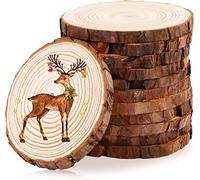 12 Pièces Tranches de Bois Naturel 10-13cm, Rondin Rondelle Rond En Bois, Rondelles Bois Naturel, pour Les Arts et L'artisanat Décorations de Noël Artisanat Bricolage
