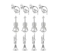12 Pièces Trompette Miniature en Plastique Argenté
