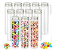 12 Pièces Tubes à Essai en Plastique,Bouteille Sensorielle Vide,Tubes à Essai Bouteille Sensorielle,tube Plastique Transparent avec Bouchon,pour Les Mariages,Fête,Épices,Fleurs et Bonbons.