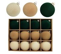 12 Pièces Velvet Boules de Noël 6cm Christmas Ornaments Ball Christmas Baubles Forme à l'épreuve de Noël Boules Suspendues Décoratives Ornements pour Noël Home Door Wreath Garland Festival Cadeaux