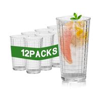 12 Pièces Verre a Eau Coloré, 350ML Plastique Transparent Verre à Cocktail, Réutilisables Verres à Boire Original, Acrylique Obelets en Acrylique Empilables pour Adultes et Fêtes(12, 350 ml)