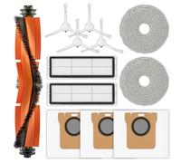 (12 Pièces) X20+ Kit d'Accessoires Compatibles Xiaomi X20+/ X20 Plus/ 1S/ S20 Plus/ S20+/ X10+/ X20 Pro : 1 Brosse Rotative, 4 Brosses Latérales, 3 Sacs à Poussière, 2 Filtres Hepa, 2 Serpillères