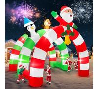 12 Pieds Longue Gonflable de Noël Arcade, Kalolary Tunnel Gonflable Stéréoscopique Père Noël et Élan Arche Gonflable Pingouin Décoration Extérieure pour Centre Commercial Jardin Pelouse Fête