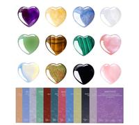 12 Pierres en cristal naturel en forme de cœur, avec cartes de signification