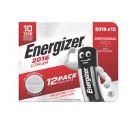 12 piles boutons au lithium 3V Energizer CR2016