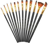 12 Pinceaux Peinture Acrylique,Nylon Art Pinceaux Fin Stylos ¿¿ Pointe Lisse,Corps Du Stylo En Bois Convient Pour Les Peintures Acryliques, Aquarelles, Huiles Et Gouaches