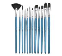 12 Pinceaux - Rond - Traceur - Plat - Eventail - Filbert - Biseauté - Aquarelle - Imitation Petit-Gris - Pébéo