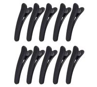 12 Pinces à Cheveux Noires en Plastique, Prise Forte, Sectionnement Rapide | Surface Mate et Lisse, Forme Bec, Lot de Douze Pièces, pour Frange et Mèches