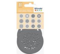 12 pochoirs ronds Fleurs 7 x 7 cm Bleu G