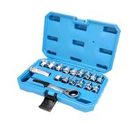 12 Point Antislip Socket Set with Bidirectional Ratcheting and Pass Through Covering 8mm to 24mm for Long Bolt Access in Tight Space Pass Through Socket Set