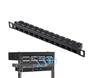 12 Port Patch Panel, Network Cable Organizer, Unshielded Cat5e/cat6 Wiring Rack, 25.5x2.3x2.9cm, Structured Cord Management System, Sturdy Mounting Stand for Home, Office