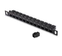 12 Ports 0.5U Montable en Rack Cat6 Panneau De Brassage, Rj45 Port De CâBle RéSeau Prise Droite Cadre De Gestion De Cable, Transmission Stable à Grande Vitesse, Durable, pour Le Bureau Et L'Industrie
