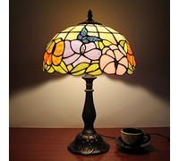 12 Pouces Butterfly Vintage Pastoral magnifiques fleurs vitraux Tiffany Style lampe de table Lampe de chambre Lampe de chevet