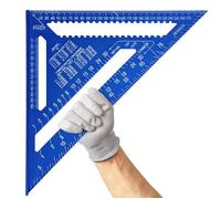 12 Pouces Equerre Menuisier en Alliage D'aluminium, Regle Triangle Métrique pour Mesure D'angle Charpentiers Ingénieurs (Bleu)