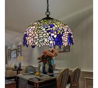 12 pouces Rétro Tiffany Cuisine Plafonnier Lampe de Suspension Loft Verre Violette Lampes de Cuisine Vintage Salon Hauteur Réglable E27 Lustres pour Chambre Café Bar Lampe à Suspendre